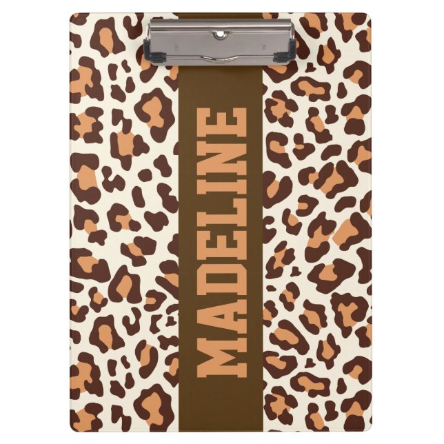 Leopard Print Brown Tan Cream Custom Clipboard (Front)