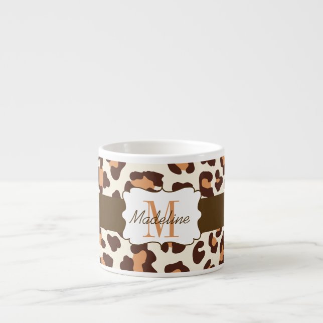 Leopard Print Brown Tan Cream Espresso Mug (Front)