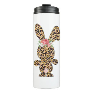 Leopard Print Bunny Flowers Girls Women Happy East Thermal Tumbler
