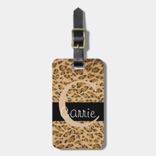 Leopard Print C monogram initials Luggage Tag