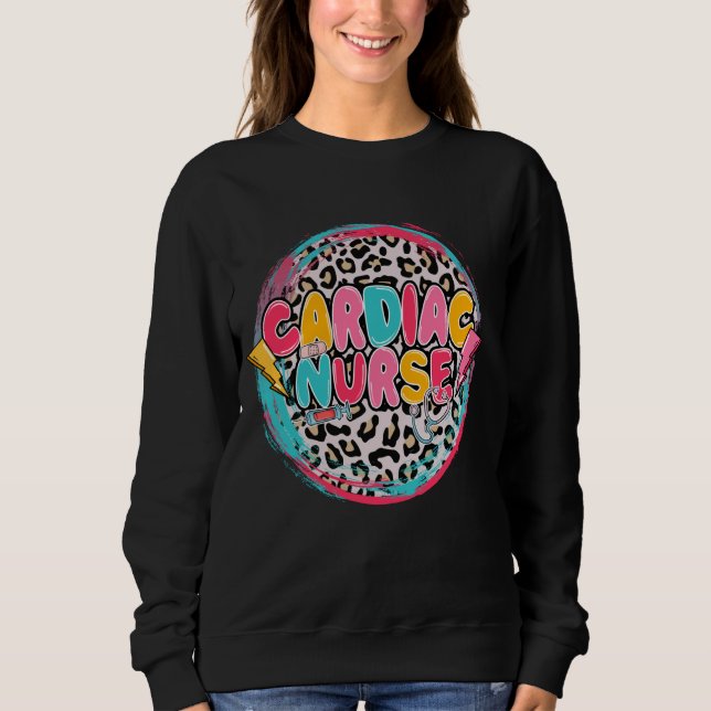 Leopard Print Cardiac Nurse Appreciation Nursing W Sweatshirt (Front)