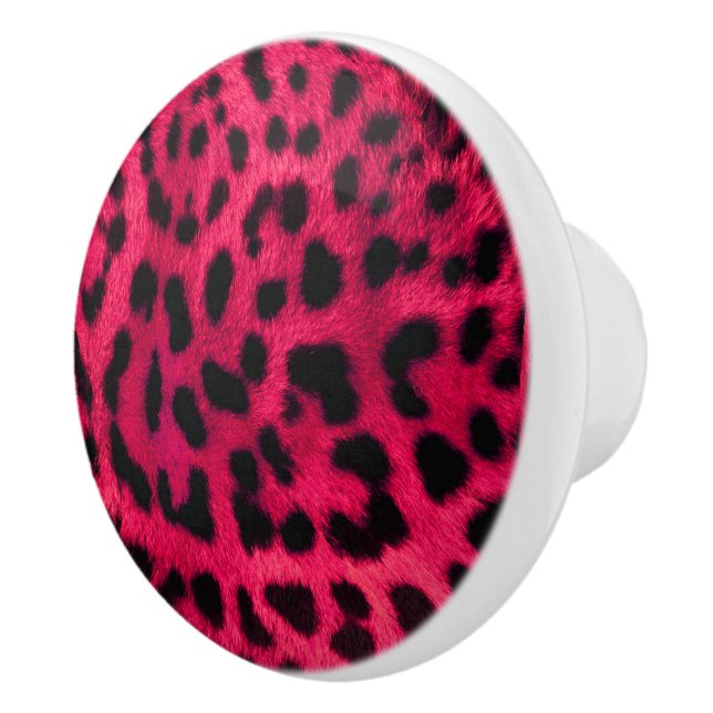 Leopard Print/Ceramic Knob/Hot Pink Ceramic Knob (Right)