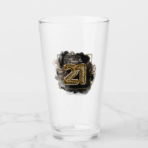 Leopard Print Cheers to 21st Birthday Hip Barware  Glass