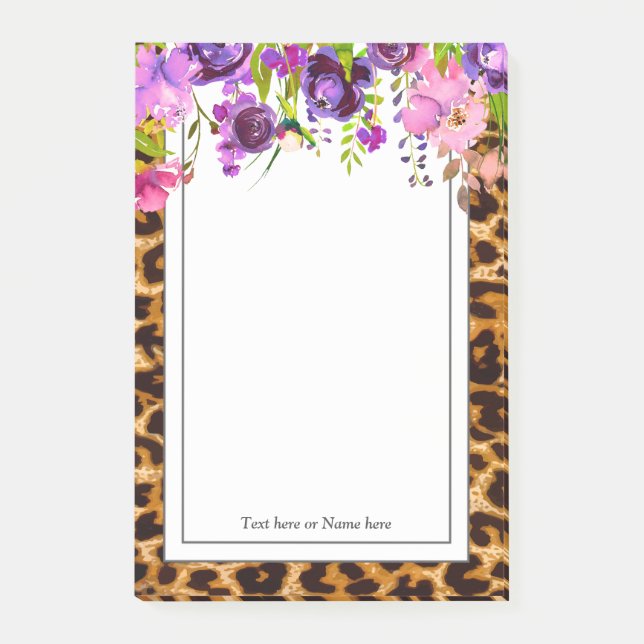 leopard print, cheetah, trendy, floral, sweet, post-it notes (Front)