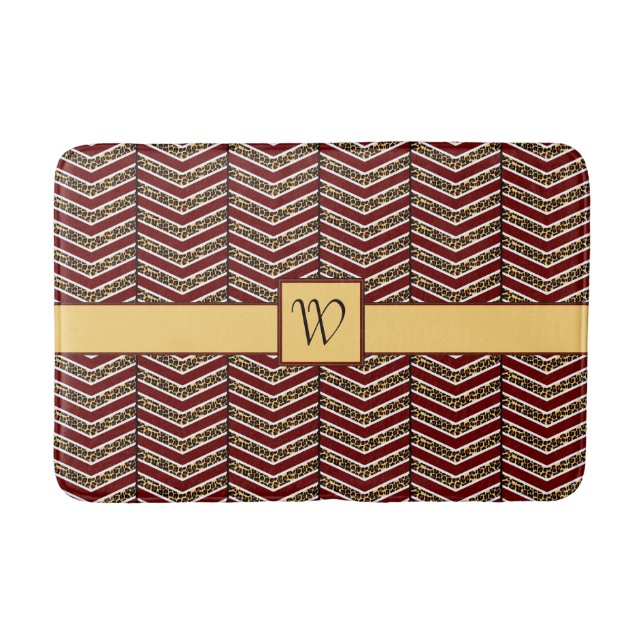 Leopard Print Chevron Bath Mat (Front)