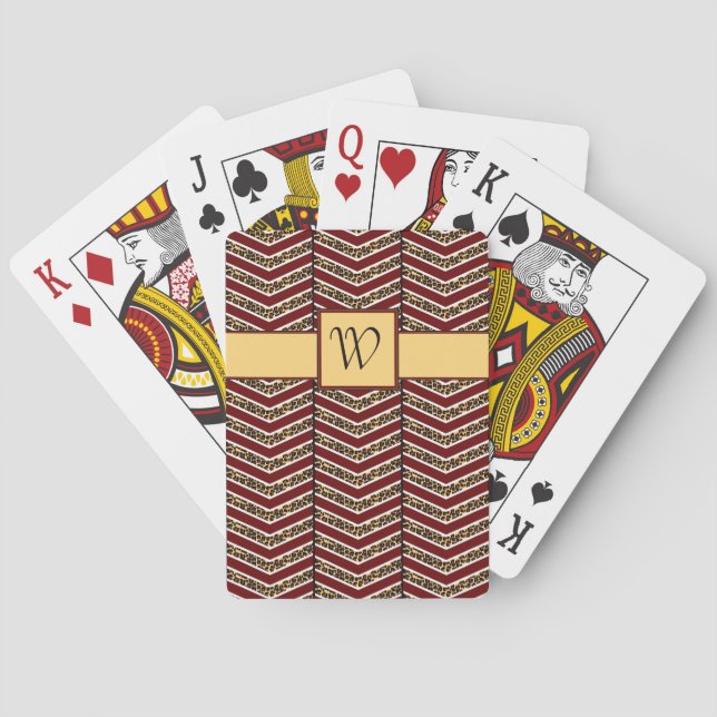 Leopard Print Chevron Classic Playing Cards (Back)