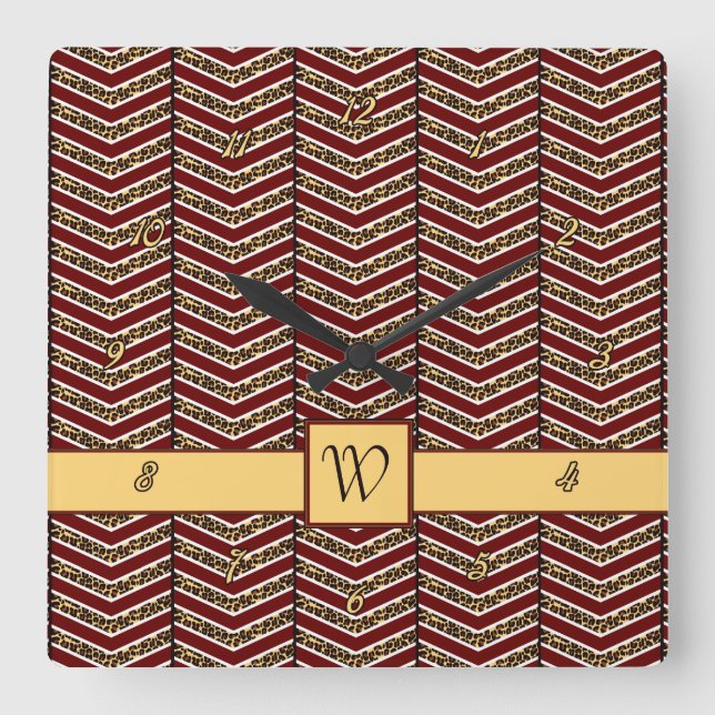 Leopard Print Chevron Clock (Front)
