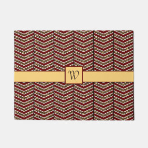 Leopard Print Chevron Doormat