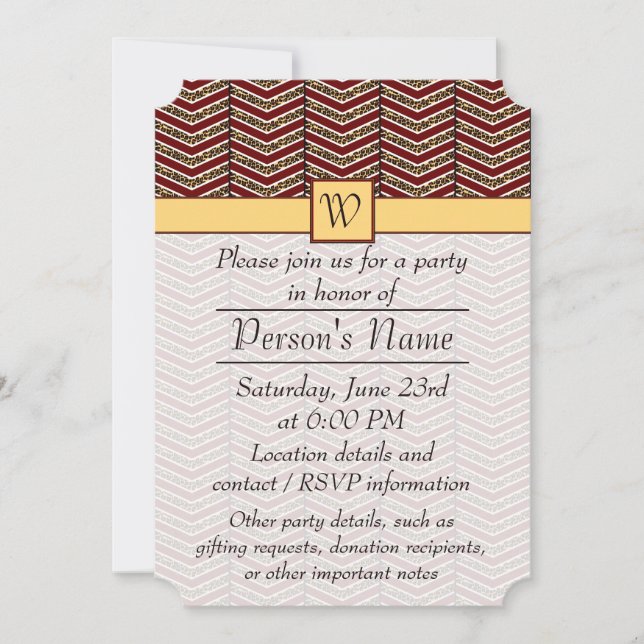 Leopard Print Chevron Party Invitation (Front)
