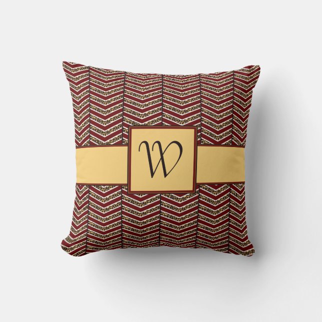 Leopard Print Chevron Pillow (Front)