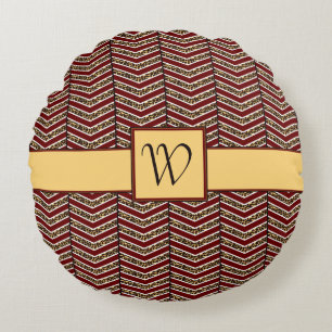 Leopard Print Chevron Round Pillow