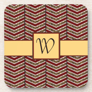 Leopard Print Chevron Square Coaster