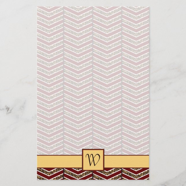 Leopard Print Chevron Stationery (Front)