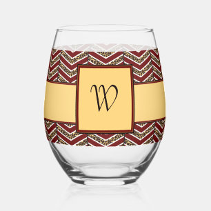 Leopard Print Chevron Stemless Wine Glass