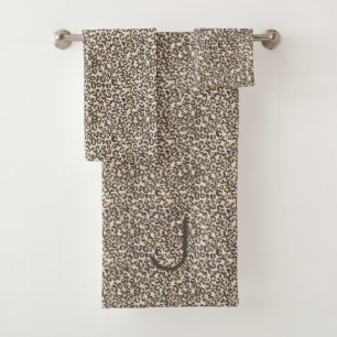 Leopard Print Chic Animal Bath Decor Initial Towel Set