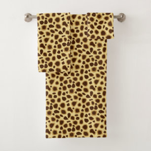 Leopard Print, Chocolate Brown and Camel Tan Bath Towel Set