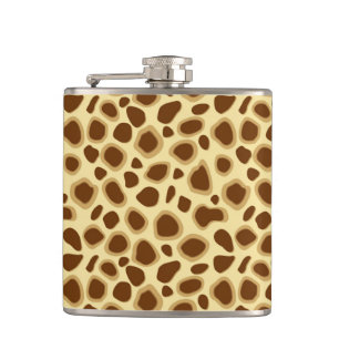 Leopard Print - Chocolate Brown and Camel Tan Hip Flask