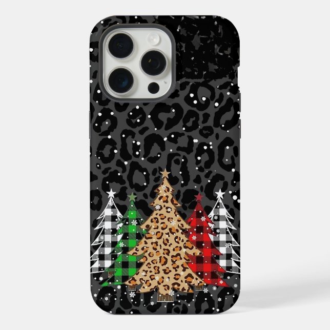 Leopard Print Christmas Trees  iPhone Case (Back)
