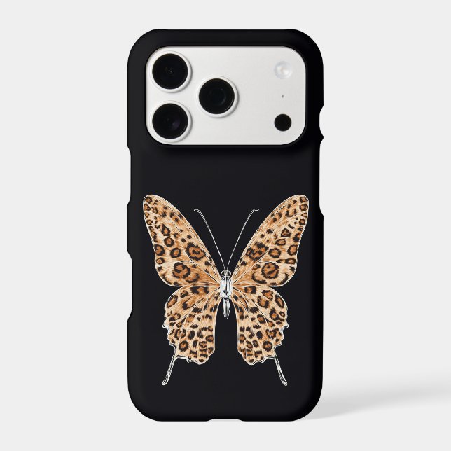 Leopard Print Chrome Butterfly iPhone Case | Y2K (Back)