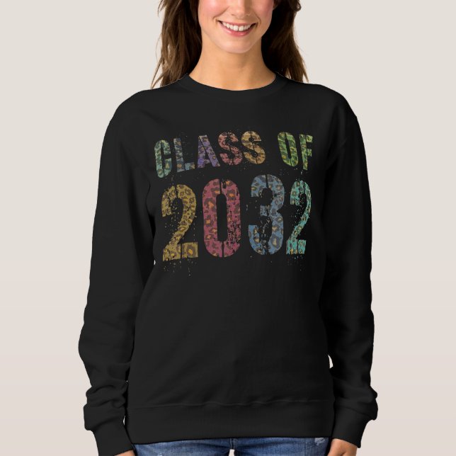 Leopard Print Class Of 2032 Future Graduation Good Sweatshirt (Front)
