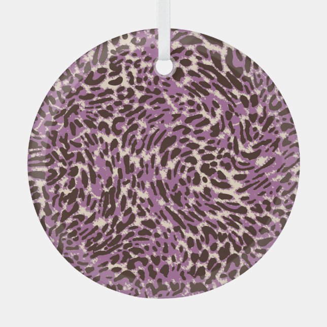 Leopard Print, Classic Animal Pattern. Glass Tree Decoration (Front)