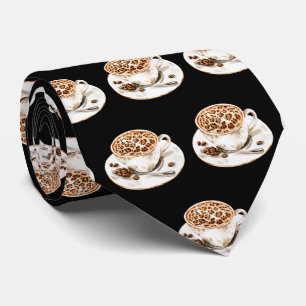 Leopard Print Coffee Cup Neck Tie