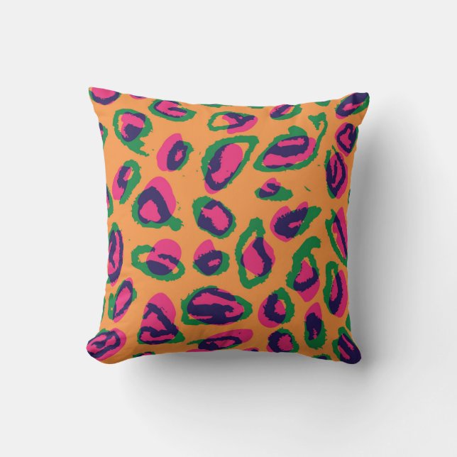 Leopard Print, Colourful Animal Pattern. Cushion (Front)