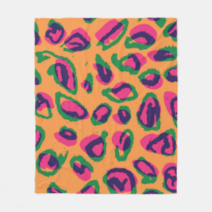 Leopard Print, Colourful Animal Pattern. Fleece Blanket