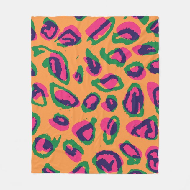 Leopard Print, Colourful Animal Pattern. Fleece Blanket (Front)
