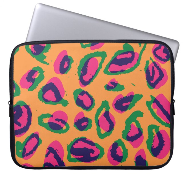 Leopard Print, Colourful Animal Pattern. Laptop Sleeve (Front)