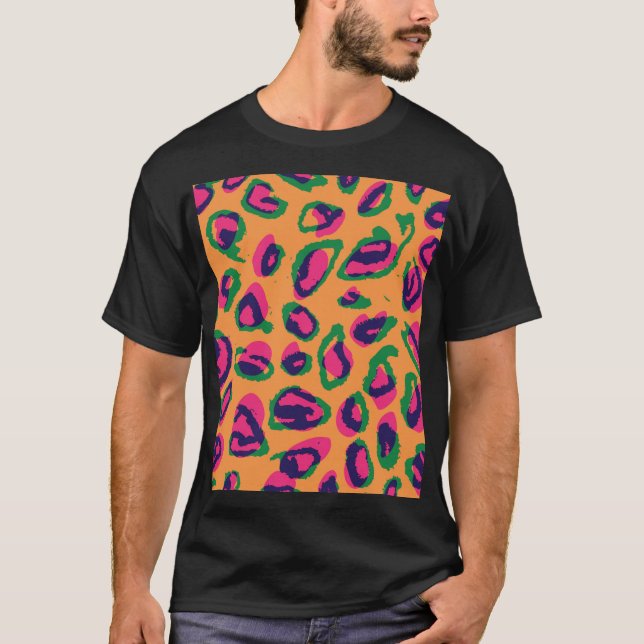 Leopard Print, Colourful Animal Pattern. T-Shirt (Front)
