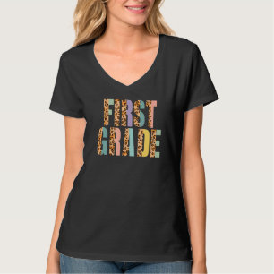 Leopard Print Colourful Cheetah First Grade School T-Shirt