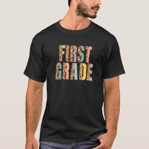 Leopard Print Colourful Cheetah First Grade School T-Shirt