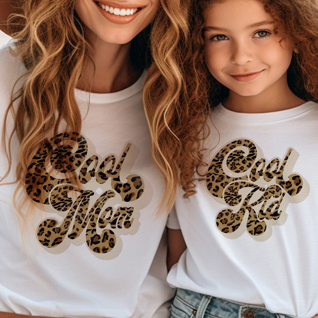 Leopard Print Cool Mum Matching Mummy and Me T-Shirt (Mommy and me tees with Cool Mom and Cool Kid - available separately)