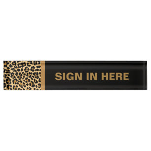 Leopard Print Custom Desk Name Plate