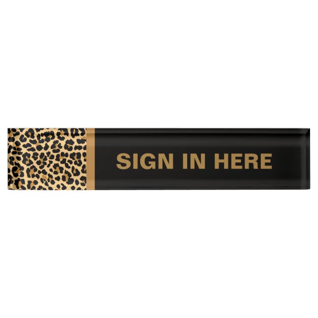 Leopard Print Custom Desk Name Plate (Front)