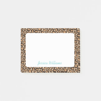 Leopard Print Custom Monogram Post-it Notes