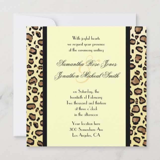Leopard Print Custom Wedding Invitation (Front)