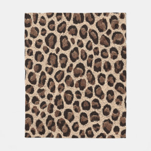 Leopard Print Dark Brown Cheetah Animal Pattern Fleece Blanket