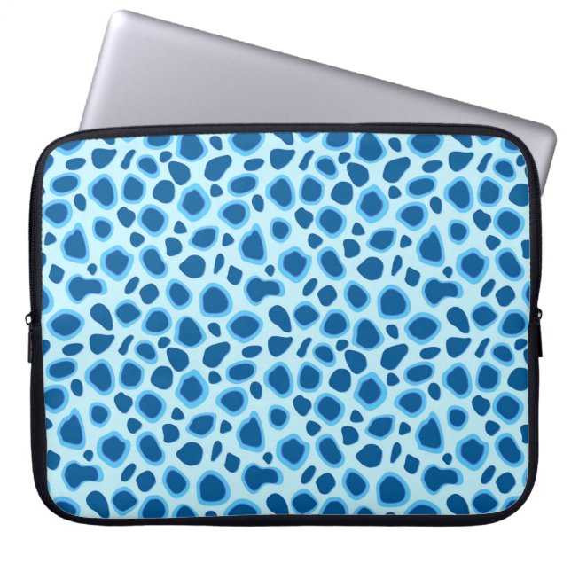 Leopard Print - Dark Cobalt and Sky blue Laptop Sleeve (Front)