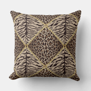 Leopard Print Diamond Design Brown/Tan Pillow