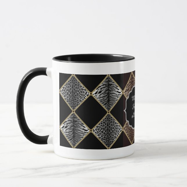 Leopard Print Diamond Design Two-Tone Mug (Left)
