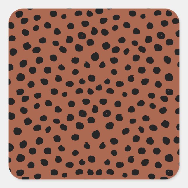 Leopard Print Dots Rust Terracotta Cheetah Spots Square Sticker (Front)
