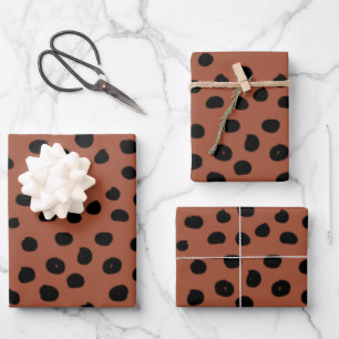 Leopard Print Dots Rust Terracotta Cheetah Spots Wrapping Paper Sheet