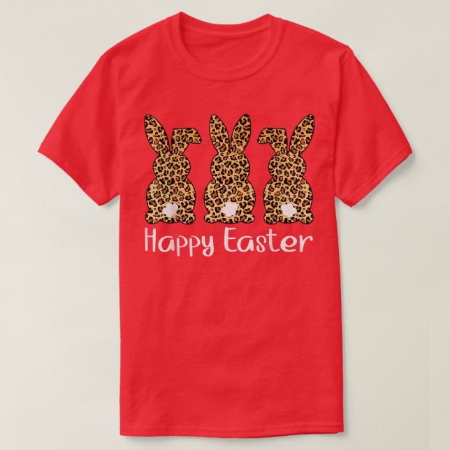 Leopard Print Easter Bunny  T-Shirt (Design Front)
