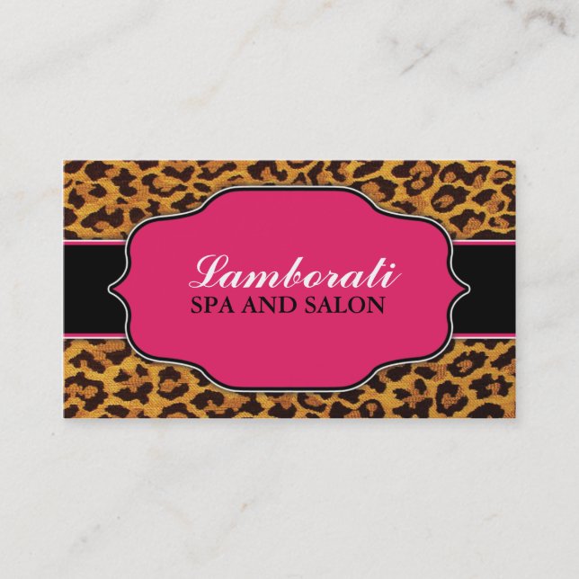 Leopard Print Elegant Modern Fashion Pink Business Card (Front)