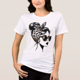 Leopard Print Fashion Girl Aesthetic T-Shirt Desig Tri-Blend Shirt