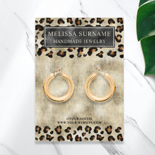 Leopard Print Faux Black Foil Jewellery Display Ca Business Card