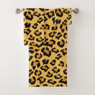 Leopard Print Faux Fur Wild Style Safari Pattern Bath Towel Set
