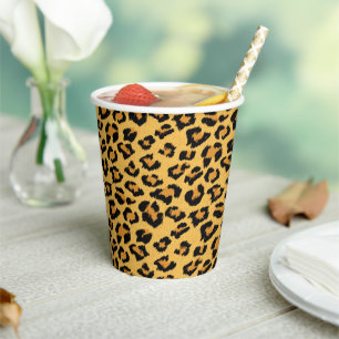 Leopard Print Faux Fur Wild Style Safari Pattern Paper Cups